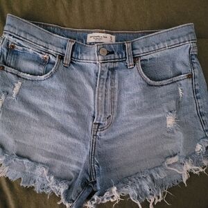 Abercrombie & Fitch Women's Distressed Denim Shorts - Mid Rise Mom Shorts